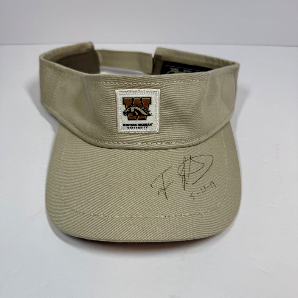 Western Michigan Broncos Visor Ahead Vintage Hat Signed Dated 5-23-19 Auto NWOT